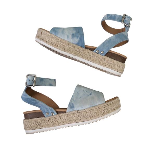 Coconuts by Matisse Shoes - Coconuts By Matisse Women Topic Platform Espadrille Sandal Size 8.5 Blue Tie Dye